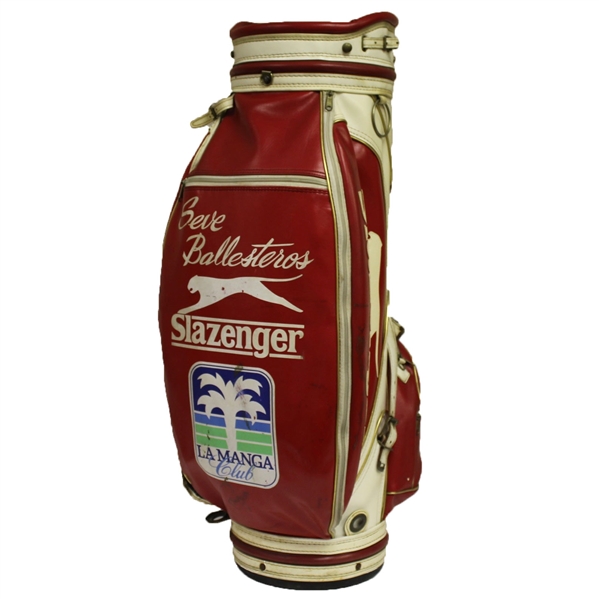 Match Used Seve Ballesteros Red/White Slazenger Golf Bag - 1985 Suntory World Match (Seve Wins!)