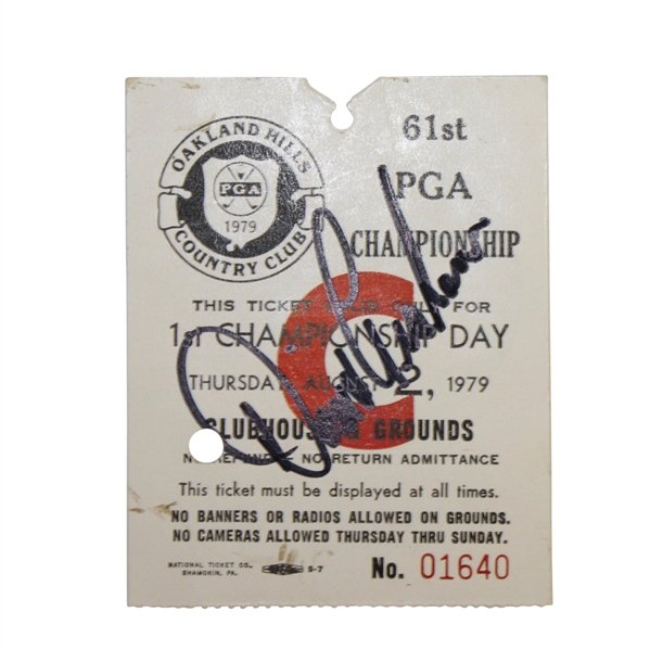 David Graham Signed 1979 PGA Championship at Oakland Hills Ticket JSA ALOA