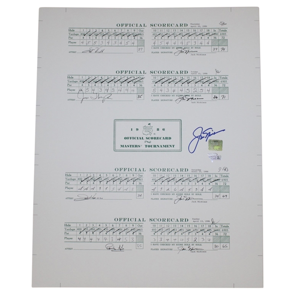 Jack Nicklaus Signed Scorecards From The 1986 Masters - Fanatics/Golden Bear Authentication Stickers