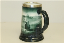 Circa 1900 Lennox Green Golf Scene Mug w/Gold Rim