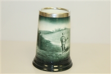 Circa 1900 Lennox Green Golf Scene Mug w/Gold Rim