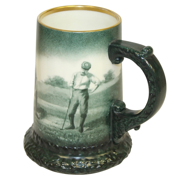 Lennox Golf Scene Mug - Green w/ Gold Rim & Ornate Trim