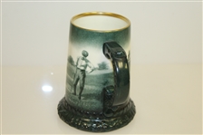 Lennox Golf Scene Mug - Green w/ Gold Rim & Ornate Trim