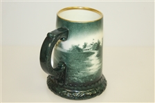 Lennox Golf Scene Mug - Green w/ Gold Rim & Ornate Trim
