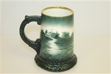 Lennox Golf Scene Mug - Green w/ Gold Rim & Ornate Trim
