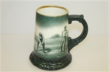 Lennox Golf Scene Mug - Green w/ Gold Rim & Ornate Trim