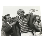 Jack Nicklaus Signed B&W Green Jacket Ceremony Picture with Gary Player JSA #40108