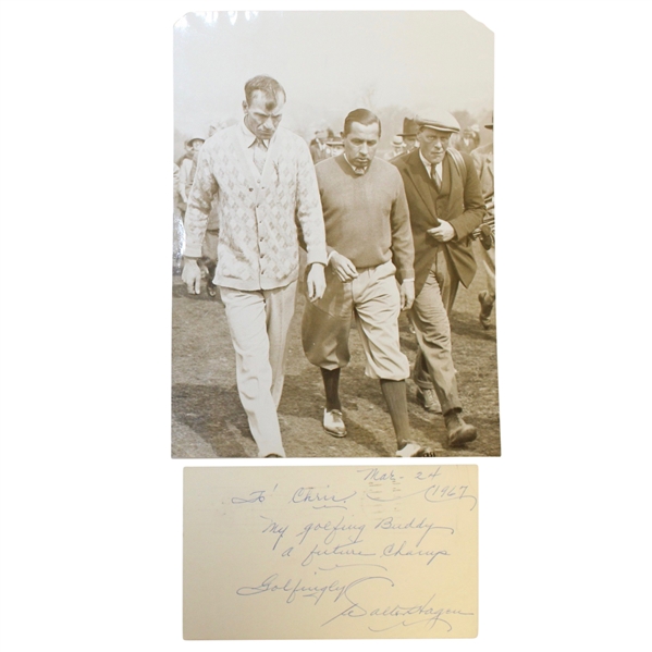 Walter Hagen & Archie Compston Signed with Sepia Tone Wire Photo JSA ALOA