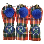 Old Course At St. Andrews 1995 Open Red Tartan Club Head Covers - 1, 3, Utility