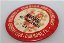 1962 US Open Marshall Badge - Jack Nicklaus 1st Win