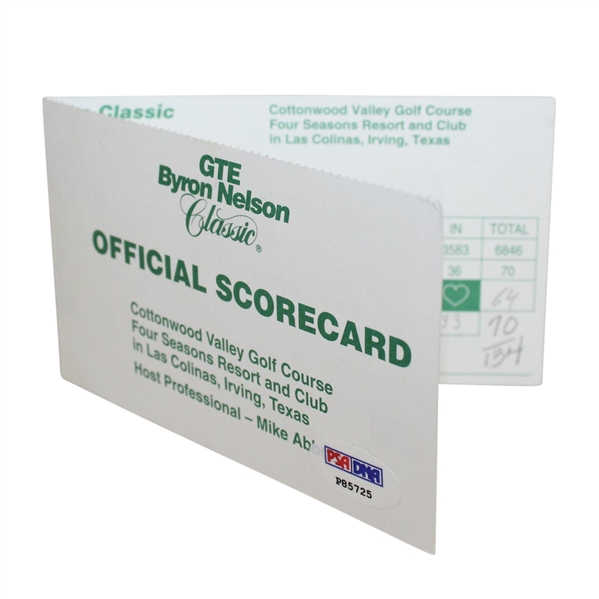 Phil Mickelson Signed 1997 GTE Byron Nelson Classic Scorecard PSA #85725