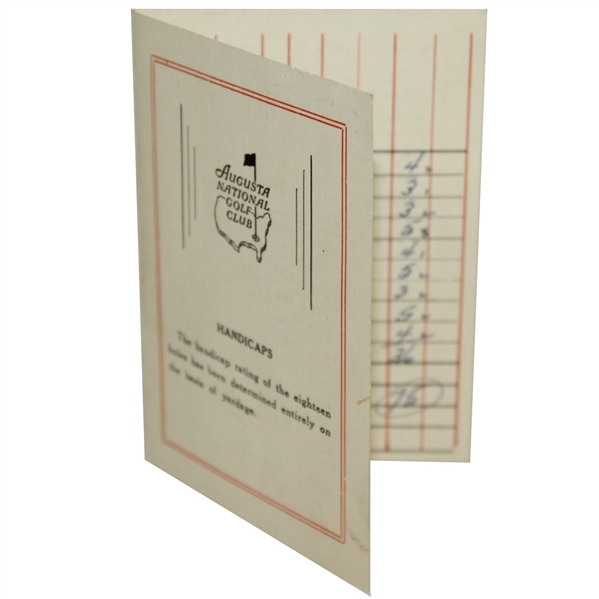 1940s Augusta National Scorecard Signed & Scored by Chuck Kocsis JSA ALOA