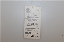 1970 US Open Press Badge, Parking Pass, Three Unused Tickets