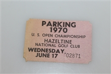 1970 US Open Press Badge, Parking Pass, Three Unused Tickets