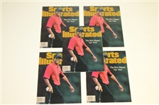 Tiger Woods Lot - 6 Wheaties Golf Ball Sleeves, 5 Sports Illustrated Magazines, 2008 Torrey Pines Embroidered Flag