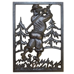 Antique Cast Iron Golfer Plaque Stamped "Germany"
