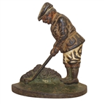 Antique Hubley Cast iron Golfer Door Stop w/ Great Old Paint & Patina