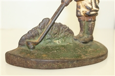Antique Hubley Cast iron Golfer Door Stop w/ Great Old Paint & Patina