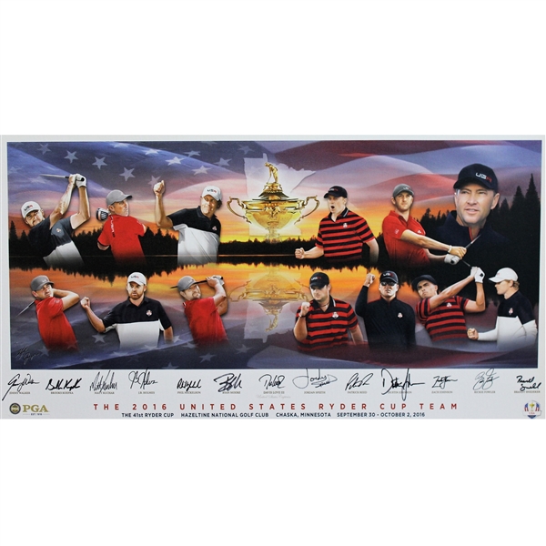 Ray Floyds 2016 USA Ryder Cup Team Signed Giclee Gifted By PGA W/Spieth, Koepka & Fowler