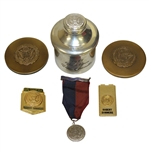 USGA Lot - Assorted Badges & Paper Weights Bearing The USGA Seal