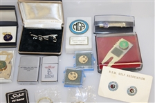 Golf Accessories Lot - Assorted Lighters, Cuff Links & Tie Tacks From Various Tournaments/Clubs