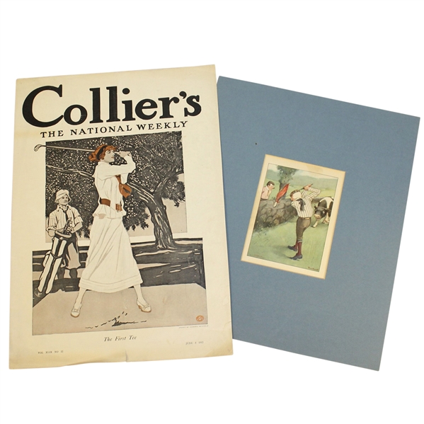 Lot Of Two Illustrated Golf Scenes Drawn By Peter Newell & Edward Penfield
