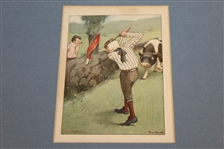 Lot Of Two Illustrated Golf Scenes Drawn By Peter Newell & Edward Penfield
