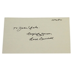 Ralph Guldahl Signed Index Card-Masters Champ 1939, US Open 1937 & 38 JSA ALOA