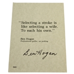 Ben Hogan Signed Quote On His Putting Stroke JSA ALOA