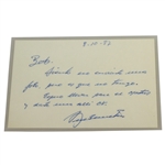 Seve Ballesteros Signed Card w/ Spanish Notation JSA ALOA