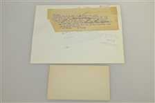 Willie Turnesa Signed Wire Photo After 1938 US Amateur & Signed Index Card JSA AOLA