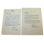 Tom Watson Signed Early 1990s Hand Written Letter JSA AOLA