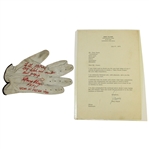 Gary Player Match Used At 1973 British Open Glove w/ Letter Of Provenance
