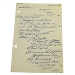 George Duncan (D-1964) Handwritten Signed Letter JSA AOLA