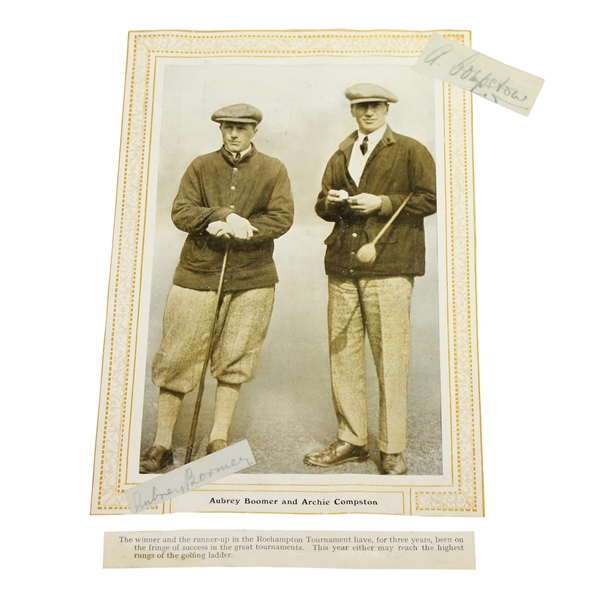 Aubrey Boomer & Archie Compston  Signed Cuts On Photo JSA AOLA