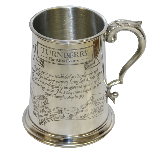 Turnberry The Ailsa Course English Pewter Tankard w/ Ornate Handle - Made In Sheffield England