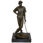 Classic Cast Bronze Vintage Golfer w/ Marble Base Signed by Artist Cesaro - Excellent Condition