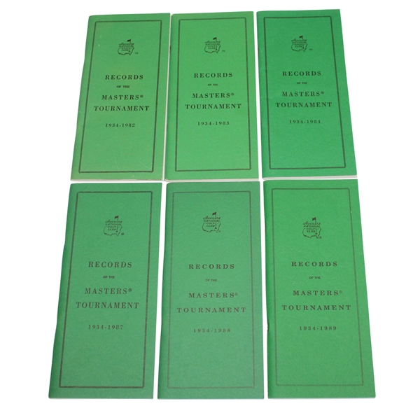Lot of Six Records of the Masters Tournament Booklets - 1982-1984 & 1987-1989
