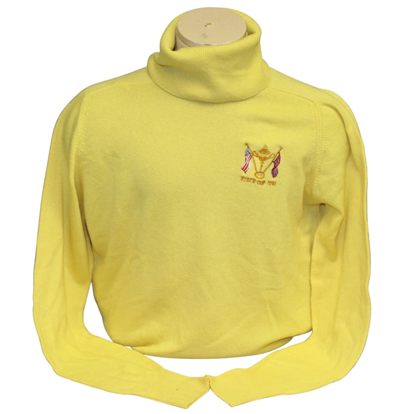 Ray Floyds 1981 Ryder Cup USA Team Issued Cashmere Uniform Yellow Sweater