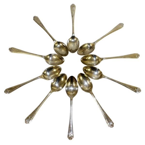 Ten Sterling Silver Crossed Clubs with Golf Ball Themed Spoons