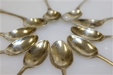 Ten Sterling Silver Crossed Clubs with Golf Ball Themed Spoons