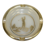 Circa 1940 Golfer Post-Swing Silver on Glass Ashtray