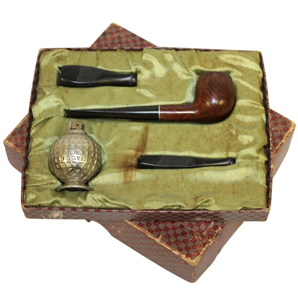 Briar Pipe with Mesh Golf Ball Lighter in Original Box