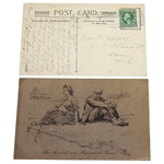 The Ancient and Honourable Game Postcard with 1912 Longing for you Postcard