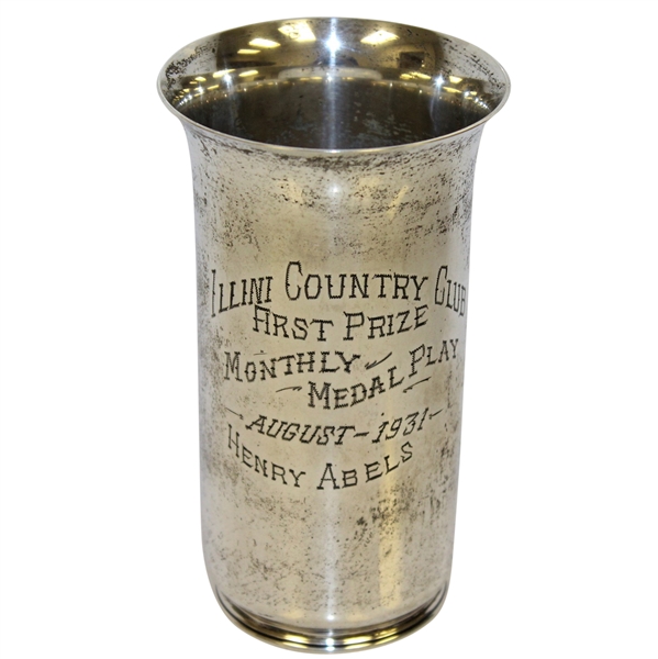 1931 Illini Country Club Sterling Silver Monthly Medal Play First Prize Won by Henry Abels