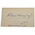 Roland R. MacKenzie Walker Cup 1926, 1928, & 1930 Signed 3x5 Card JSA ALOA