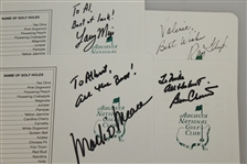 Larry Mize, Mark O'Meara, Ray Floyd, & Ben Crenshaw Signed & Personalized Masters Scorecards JSA ALOA