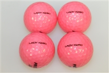 Paula Creamer Signed & Personalized Pink Precept Golf Bag with Four Golf Balls