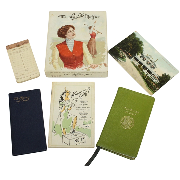 Two Rules of Golf Booklets, The Ri-Co Muffler, Wilson Hint Book, Postcard, & Score Book