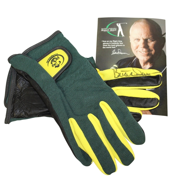 Butch Harmon Signed Right Grip Green/Yellow Golf Gloves JSA ALOA